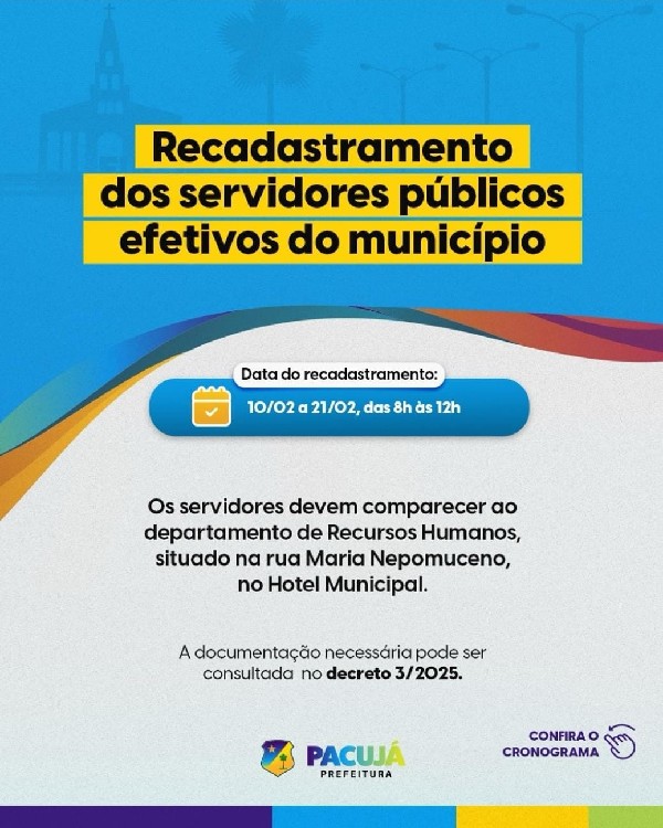Recadastramento dos Servidores Públicos Efetivos De Pacujá.